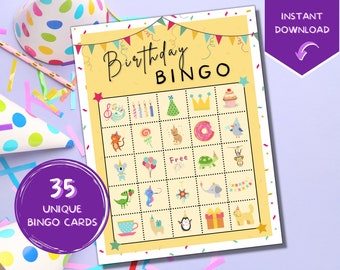 Birthday Bingo | Birthday Party Bingo | Birthday Party Activities and Games | Printable Activities for Families and Kids | Instant Download