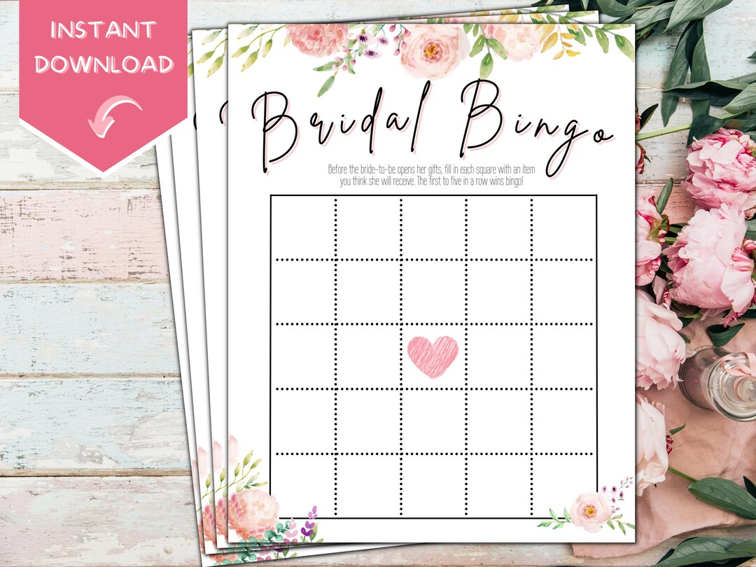 Printable Bridal Bingo Cards| Printable Bridal Shower Game | Bridal ...