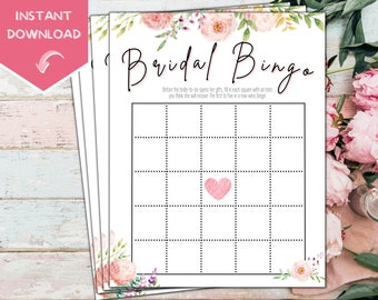 Afdrukbare bruidsbingokaarten | Afdrukbaar bruidsdouchespel | Bruidsdouche Bingo | Bruiloft Douche Bingo | Bruidsfeest | Aanstaande bruid-spel