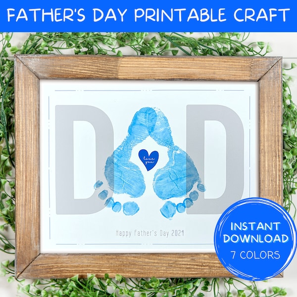 Printable Father's Day Footprint Craft | Foot Print Art | Father's Day Keepsake | Father's Day Craft | Fathers Day Gift | Child Toddler Baby