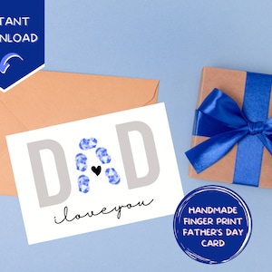 Printable Father&#39;s Day Fingerprint Card | Father&#39;s Day Card | Finger Print Art | Father&#39;s Day Craft | Fathers Day Gift | Child Toddler Baby