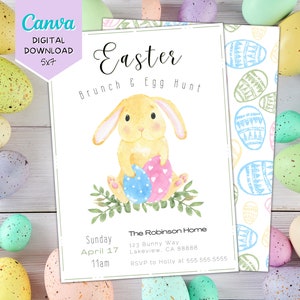 Editable Easter Invitation | Easter Egg Hunt Invitation | Easter Brunch Invitation | Printable Easter Invitation | Digital Download | Green