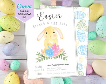 Editable Easter Invitation | Easter Egg Hunt Invitation | Easter Brunch Invitation | Printable Easter Invitation | Digital Download | Green