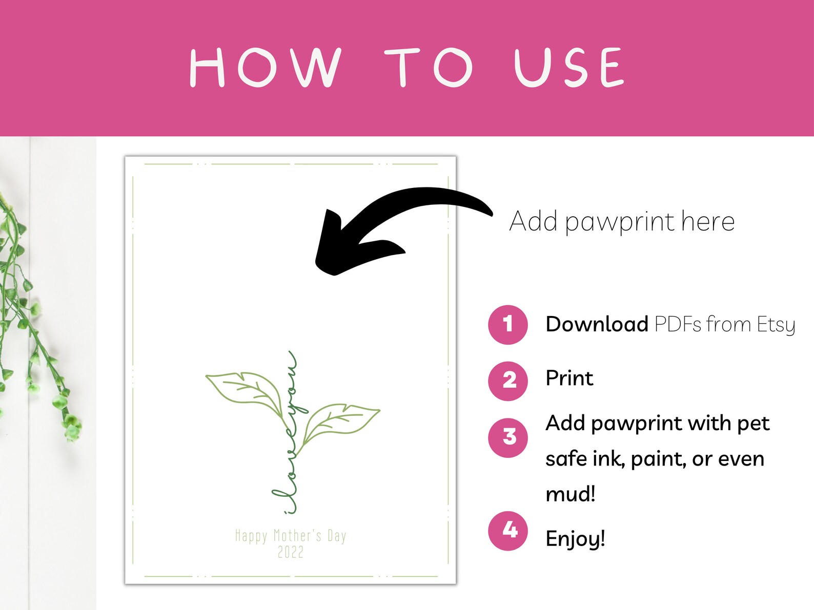 Printable Paw Print Craft Mother's Day Paw Print Craft | Etsy