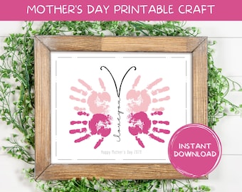 Printable Mother's Day Handprint Craft | Butterfly Art | Hand Print Art | Mother's Day Craft | Mothers Day Gift | Child Toddler Baby