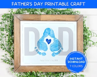 Printable Father's Day Footprint Craft | Foot Print Art | Father's Day Keepsake | Father's Day Craft | Fathers Day Gift | Child Toddler Baby