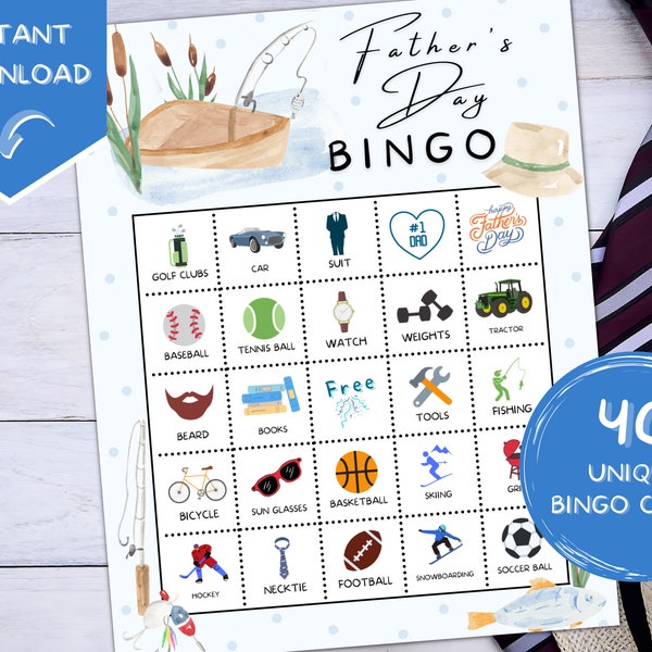 Father's Day Bingo | Printable Father's Day Game | Dad Bingo | Father's Day Celebration | Father’s Day Gift | Summer Bingo | Fishing Bingo