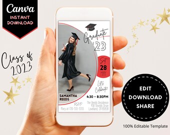 Editable Graduation Invitation Template | Digital Grad Party Invite | Class of 2023 Graduation Announcement | Graduation Invite with Photo