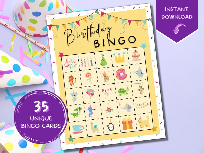 Birthday Bingo Birthday Party Bingo Birthday Party Etsy