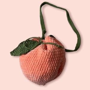 Crochet fuzzy peach bag