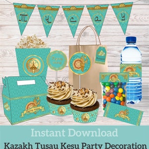 Kasachische traditionelle Tusau Kesu Partydekorationen, kasachische Geburtstagsfeier, druckbare Lieferung, Instant Download Party, nationale Partyversorgung