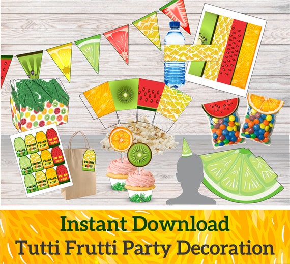 Fruits Theme Party Decorations, Tutti-frutti Birthday Party, Printable Tropical  Birthday Party, Instant Download Party, DIY Party Supply 