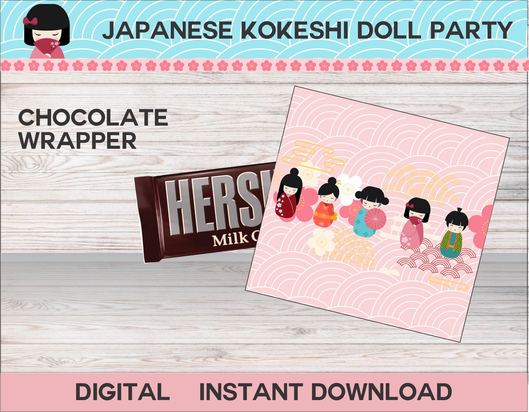 Japanese Style Party, Kokeshi Party Decorations, Traditional