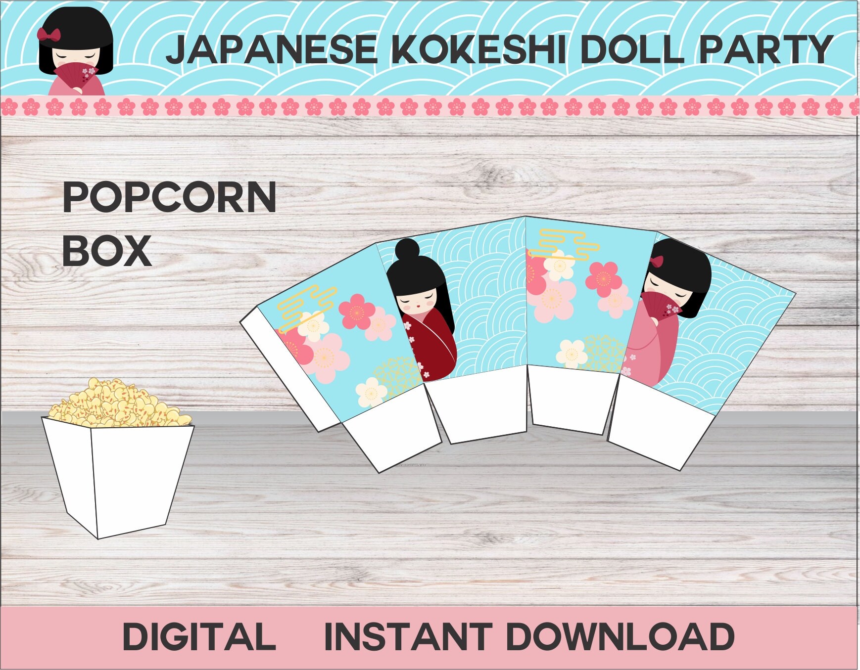 Japanese Style Party, Kokeshi Party Decorations, Traditional