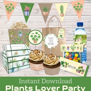 Plants Lover style party, Plants Parent Decorations, Garden Birthday Party, Printable supply, Instant Download Party, national party supply