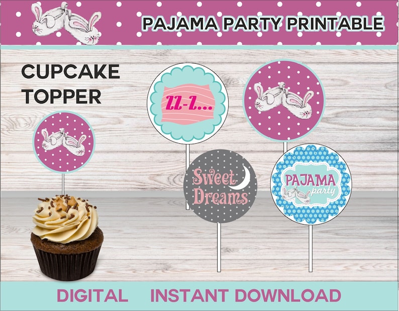 Pyjamasque Toppers Pajama Party Decorations, Sleepover Birthday Party, Printable Pajama ...