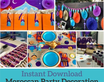 Moroccan Theme Party Decorations, Arabian Night Birthday Party, Printable Moroccan Birthday Party, Instant Download Party