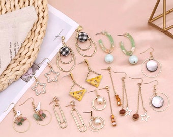 Earring Kit, Jewelry Making, 10 Pairs of Earrings Craft Supplies - Beginner DIY, pendants, stars, stones, pearls