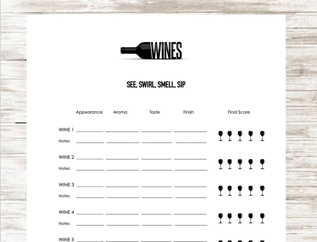 Wine Tasting Game Printable Wine Games Wine Tasting Party Etsy