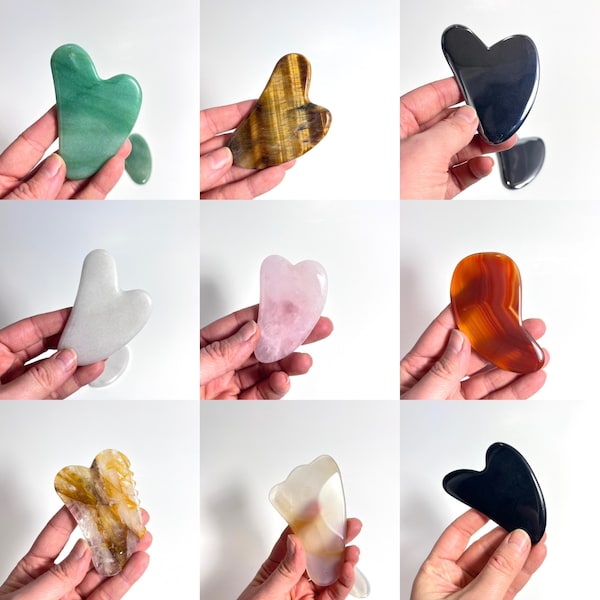 Gua Sha | Crystal beauty tool Facial care Green Aventurine, Obsidian, Carnelian, Moss Agate, Rose Quartz, Golden healer, Tiger Eye Terahertz