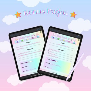 Zadania główne i poboczne — strony bonusowe dla planera Kawaii Sweet Treats na rok 2024