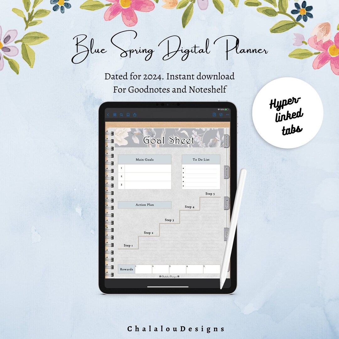 Blue Spring 2024 Digital Planner, Digital Planner, Seasonal Planner ...