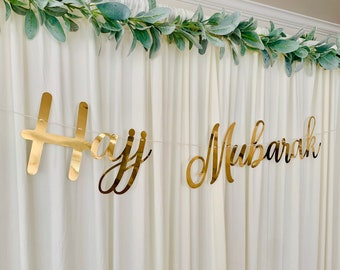 Hajj Mubarak banner, Ramadan/Eid party decorations, Islamic decor, Muslim home decorations,modern wall decor, hajj Mubarak garland