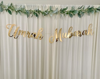 Umrah Mubarak banner, Ramadan/Eid party decorations, Islamic decor, Muslim home decorations,modern wall decor