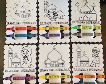 Ramadan coloring cards for kids,Ramadan & Eid kids activity, kids Eid party favors,Muslim kids activities, Islamic coloring craft