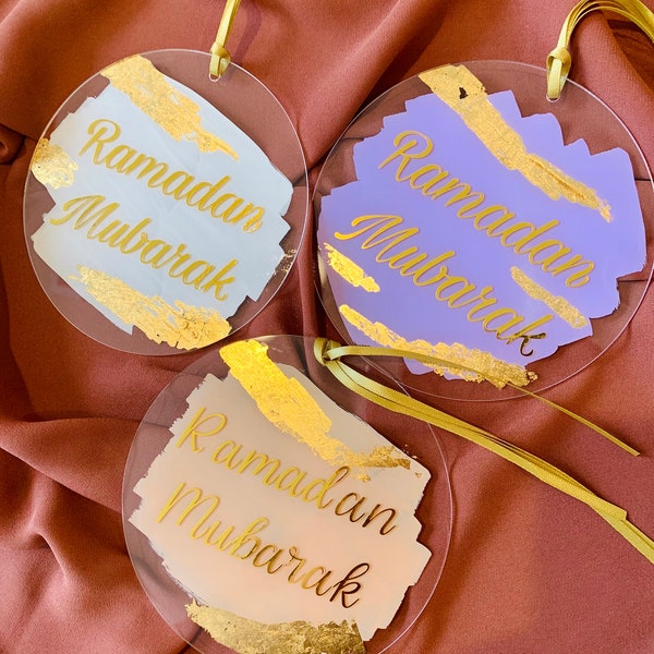 Ramadan Mubarak acryl signs for frontdoor wreaths,Ramadan and Eid decorations, Ramadan wreath attachments,Ramadan/Eid moon tree ornaments