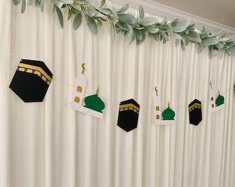Kaaba madina banner,Ramadan banner,Islamic home decor, Ramadan deco,Islamic cardstock Mecca Madina garland,Masjid banner,Eid Mubarak banner