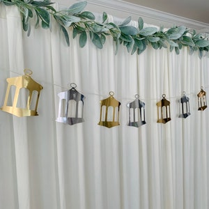 Ramadan Decorations,Gold and silver Lantern banner, Islamic home decor, Ramadan/eid decor,Islamic mantle piece garland