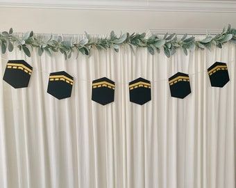 Kaaba banner,Ramadan/Eid/Hajj/Umrah Decorations, Ramadan banner,Islamic cardstock Mecca garland,Ramadan decor,muslim prayer room decor