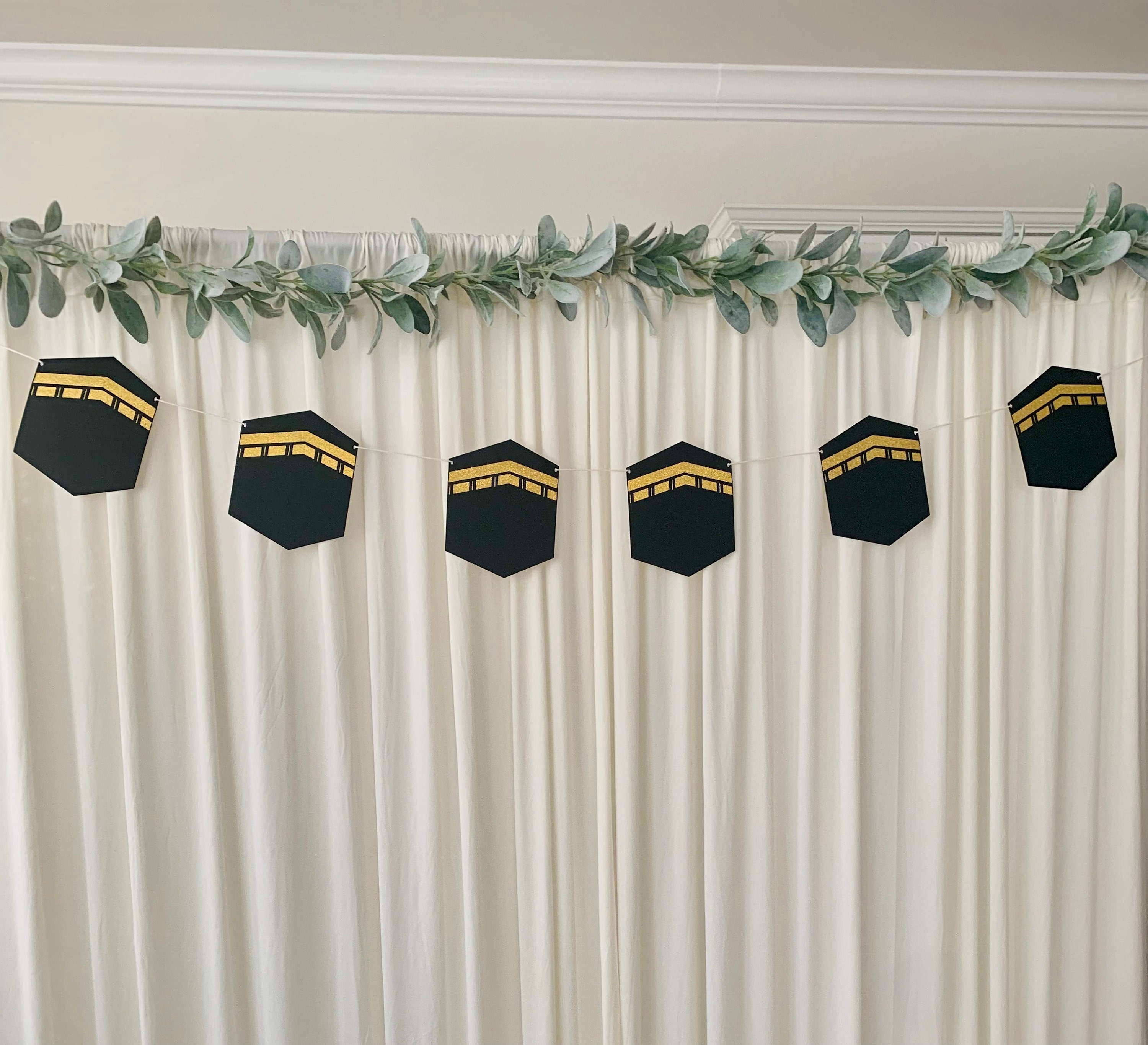 Umrah Mubarak Decorations Ramadan Banner - 21 Pcs Black Gold Hajj Ramadan Decor Balloons Banner For Lslamic Muslim Al Fitr Eid Party Favors