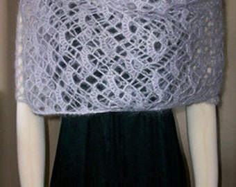 Blue Moon: a large handmade crocheted cobweb lace heirloom shawl type wrap with beads