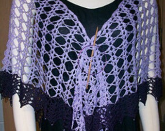 Fade to Purple: a handmade crocheted cobweb lace heirloom shawl type wrap with beads