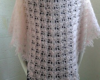 Sarah: a light yet warm handmade crocheted lace heirloom shawl type wrap with beads