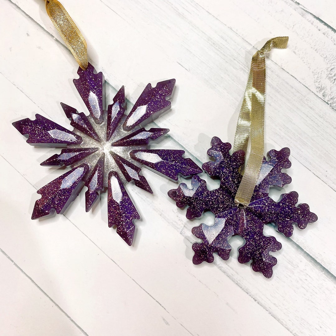 Purple and Gold Snowflake Christmas Tree Ornaments/purple Holiday