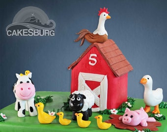 Edible Fondant Farm Animals Cake Toppers