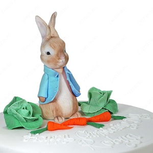 Decorazione per torta commestibile di Peter Rabbit in pasta di zucchero