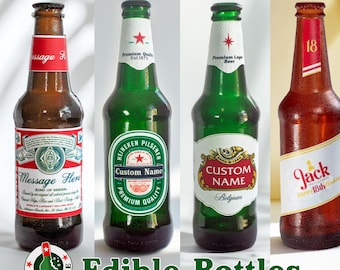 Personalised Edible Isomalt Sugar Beer Bottle Cake Toppers
