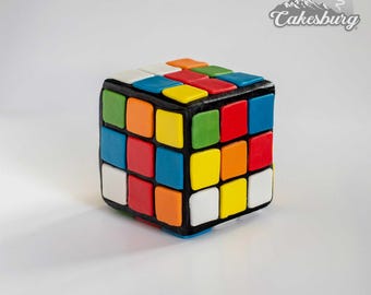 Eetbare puzzelkubus taarttopper