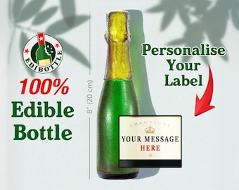 Custom Edible Candy Champagne / Prosecco  Bottle Cake Topper -  8" (20cm)