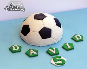 Set di decorazioni per torte a forma di pallone da calcio in pasta di zucchero commestibile