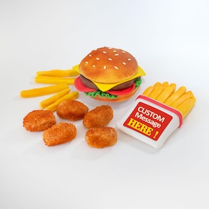 Essbare Personalisierte Fondant 3D Burger Menü Kuchen Topper