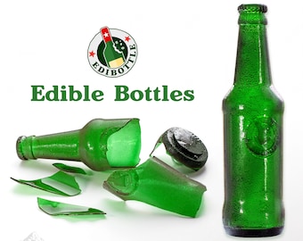 Plain Edible Full Size Green Beer Bottle Cake Topper