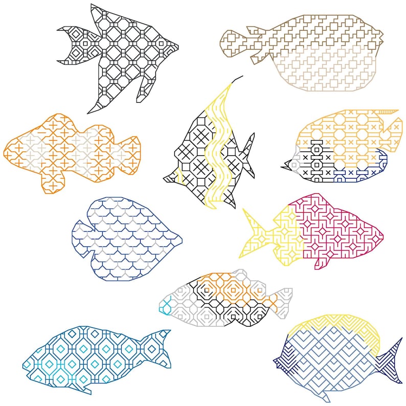 Tropical Fish Collection > Blackwork Pattern, Cross Stitch Pattern ...