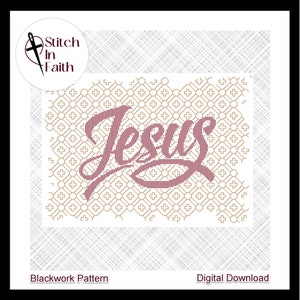 Jesus (Linework) &gt; Blackwork Pattern, Cross Stitch Pattern, Embroidery &gt; Digital Download, PDF