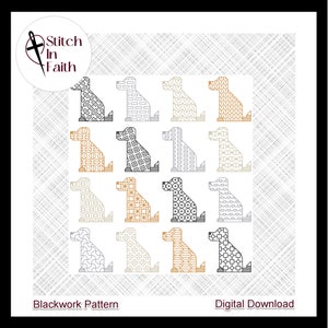 Hundesammlung &gt; Blackwork Pattern, Kreuzstichmuster, Stickerei &gt; digitaler Download, PDF