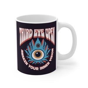 Mug 11oz third eye open, mystical coffee cup, spiritual tea mug, esoteric drinkware, psychic energy decor, meditation gift